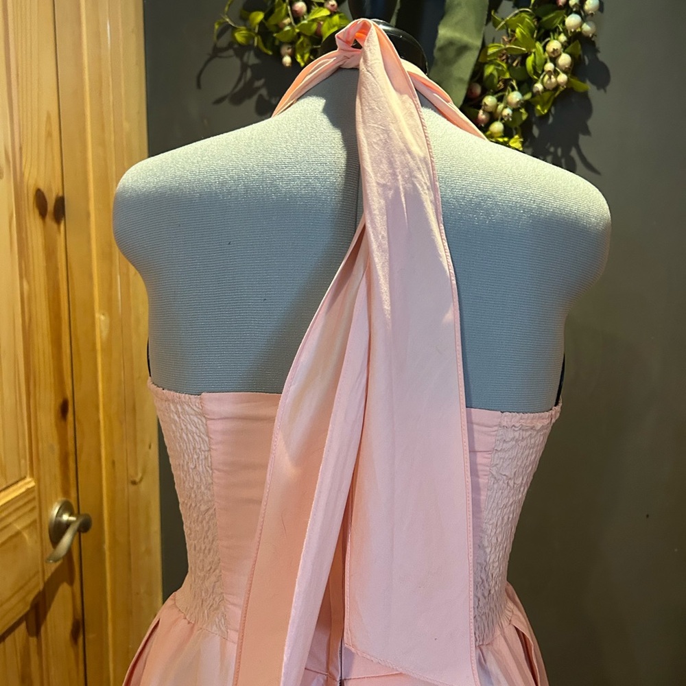 Unique Vintage 50s Peach halter bust shelf dress sz XL - Picture 6 of 8
